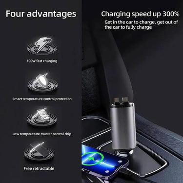PowerDrive Quad™ - The Ultimate 100W 4-in-1 Car Charging Powerhouse - TechShopi